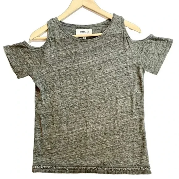 Derek Lam 10 Crosby Gray Linen Cold Shoulder Top - Picture 3 of 6
